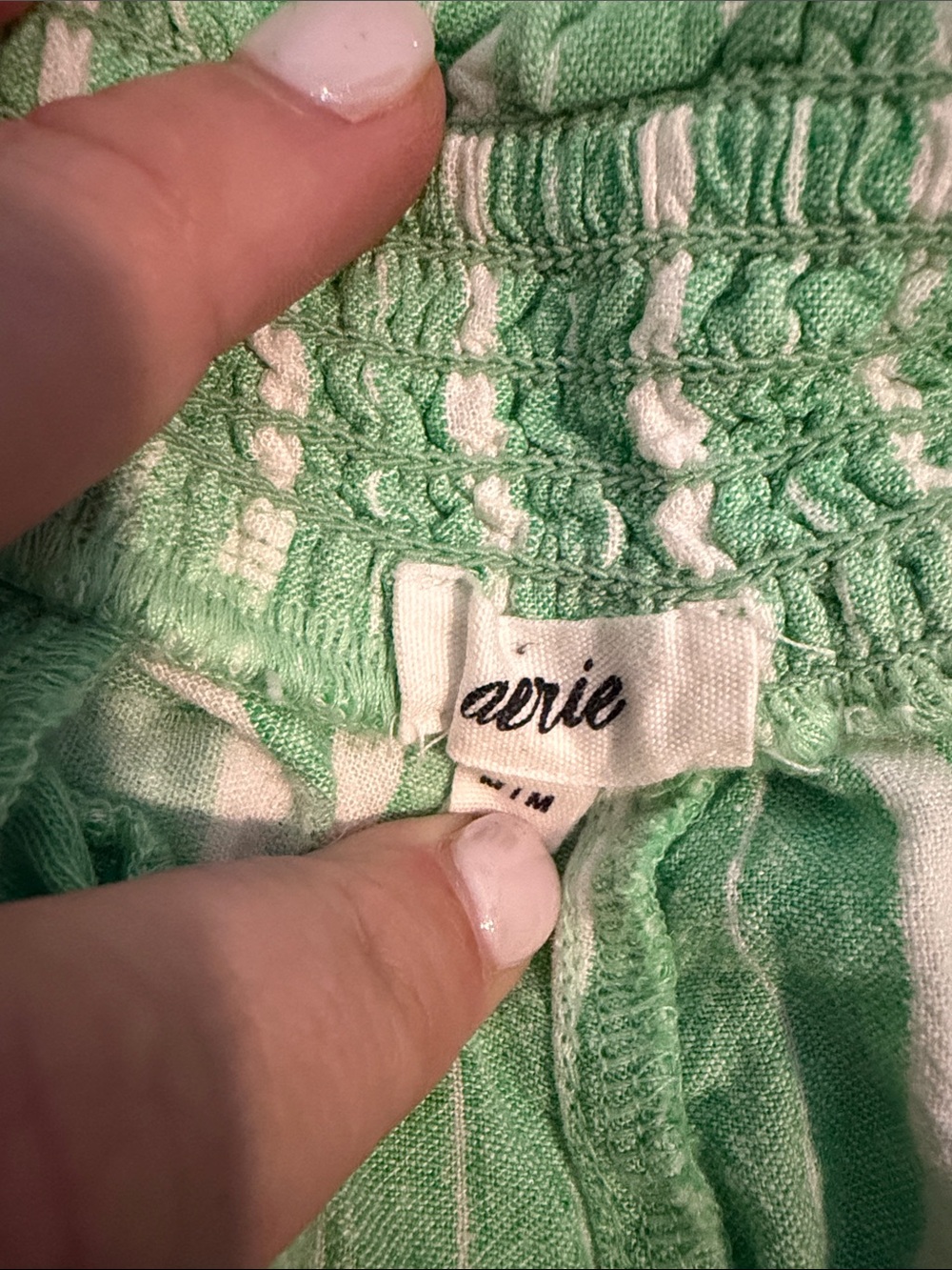 aerie Green & White Stripe Button-Up & Shorts - Picture 3 of 4